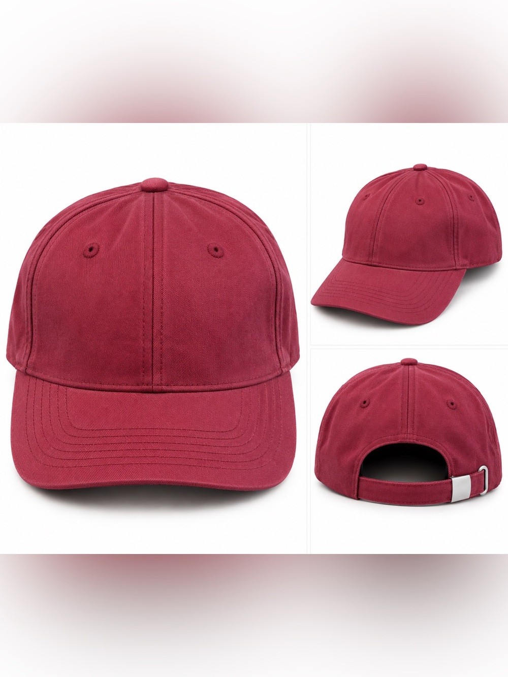 Maroon Unbranded Cotton Baseball Cap - Men's Accessory